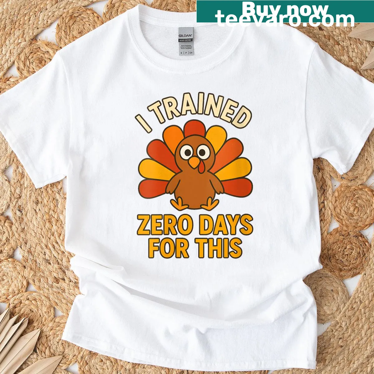 Funny Thanksgiving T-shirt for women with turkey graphic and humorous text — on a men's t-shirt