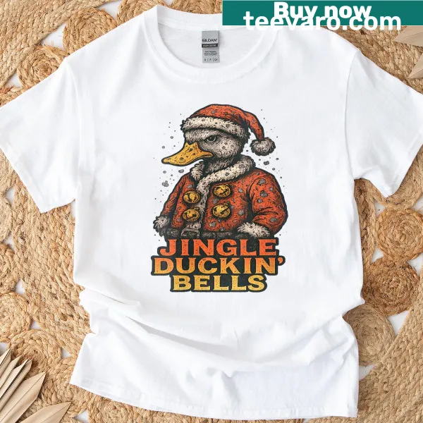Funny Christmas shirt with angry duck illustration and text