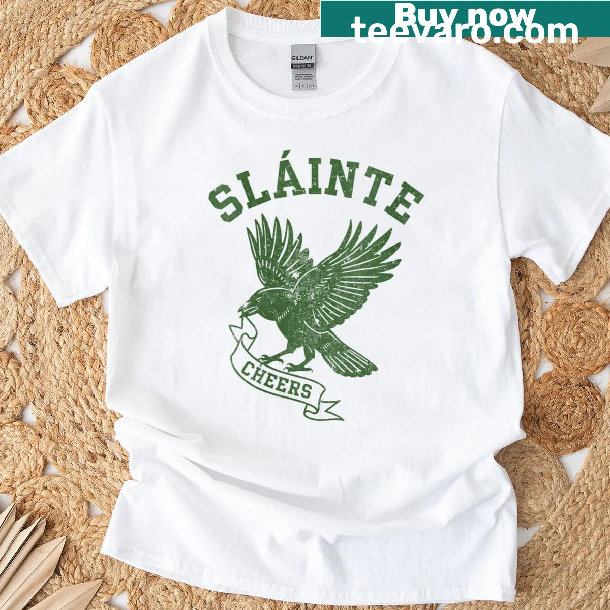 Irish Sláinte phrase on St. Patrick's Day T-shirt — on a men's t-shirt