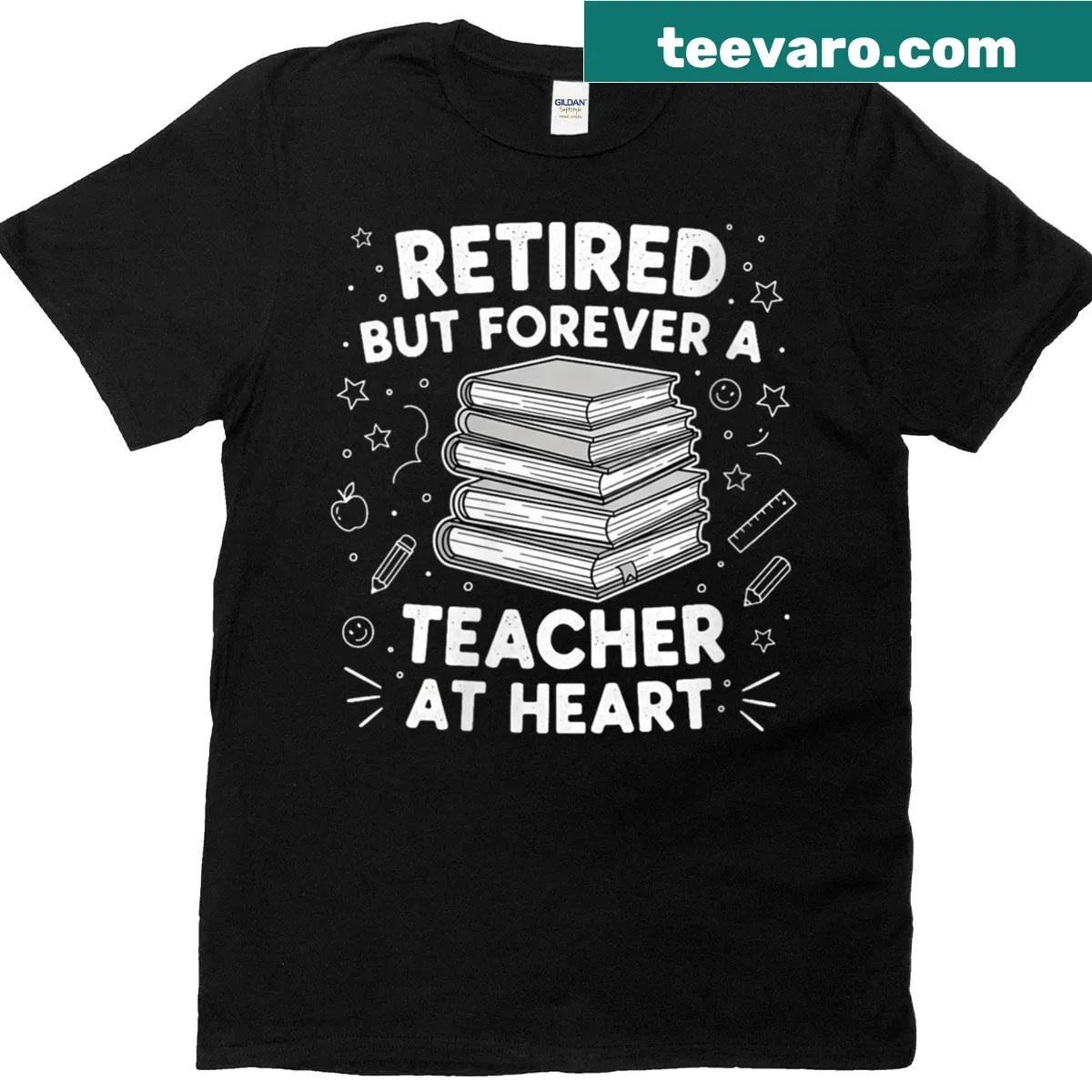 T-shirt for retired teachers with Retired But Forever A Teacher message — on a men's t-shirt