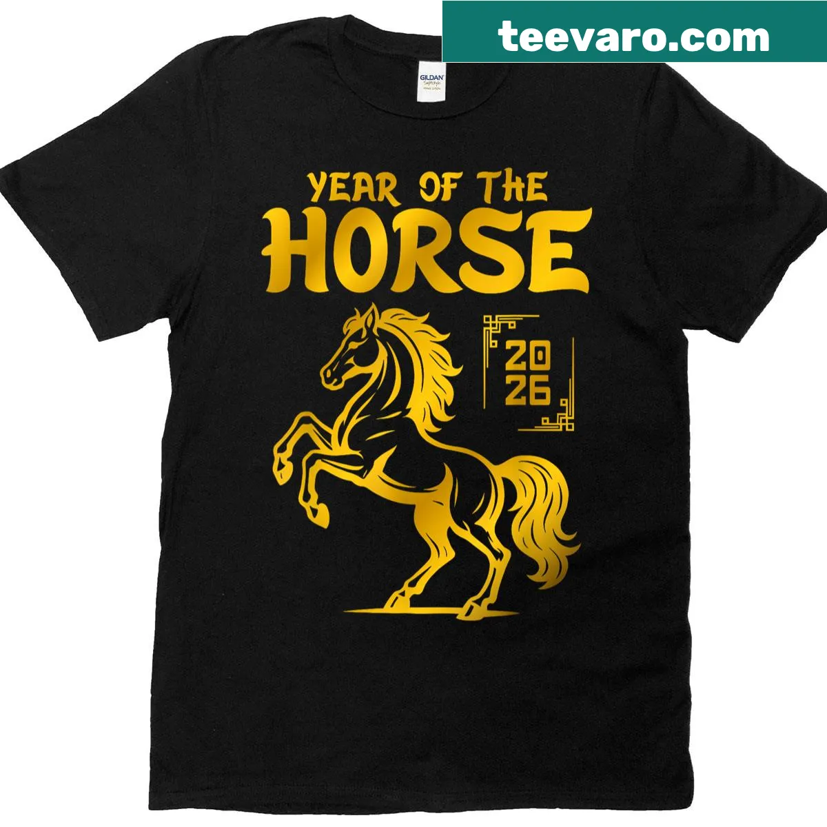 Chinese New Year t-shirt celebrating Year of the Horse with unique typography. — on a men's t-shirt