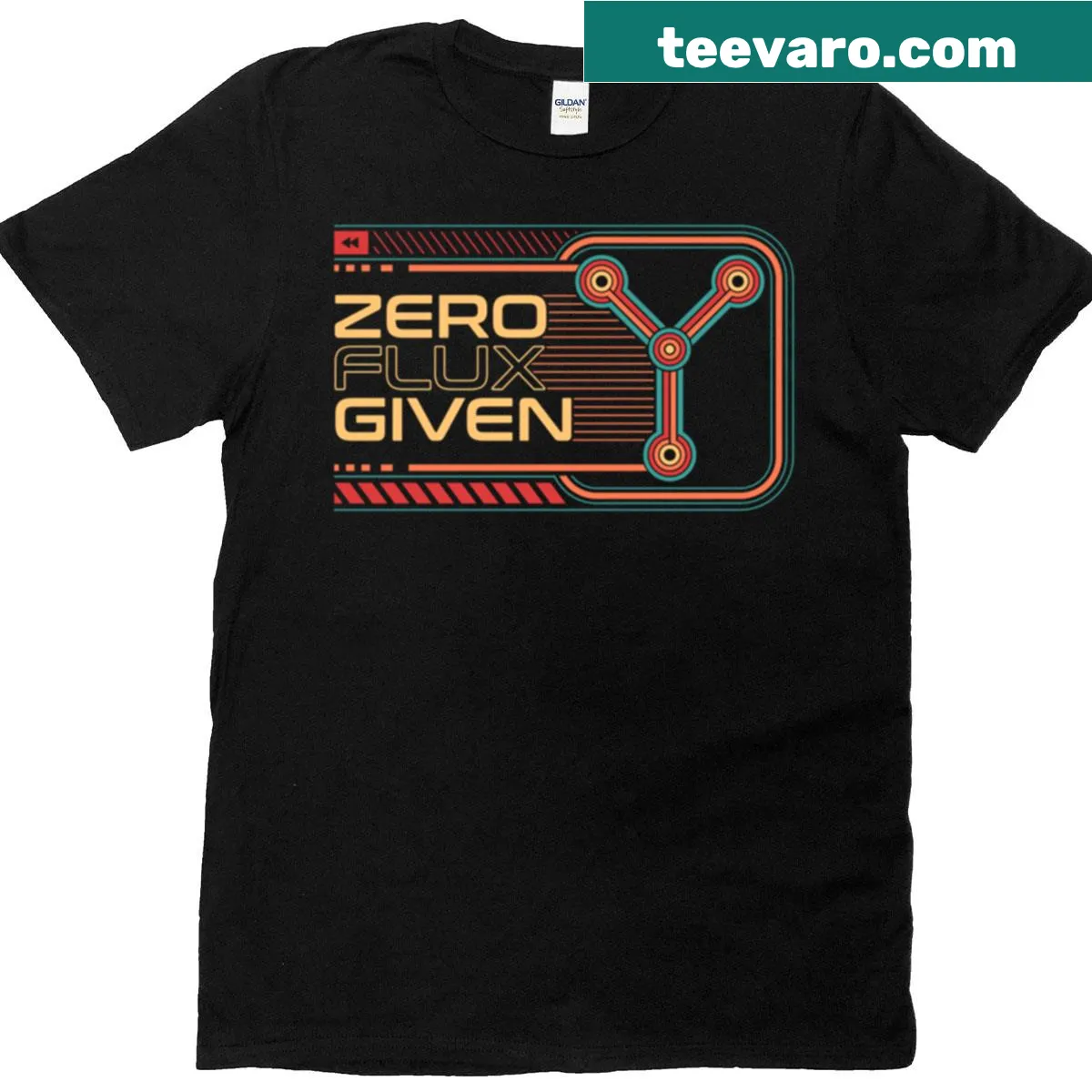 Retro-style T-shirt with Zero Flux Given typography — on a men's t-shirt