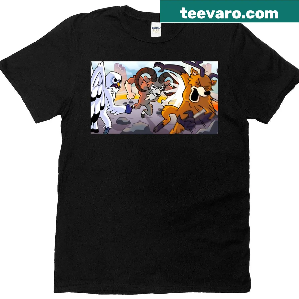 Illustration of a deer in a forest on a T-shirt — on a men's t-shirt