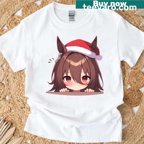 Cute chibi Agnes Tachyon anime girl in a Christmas design