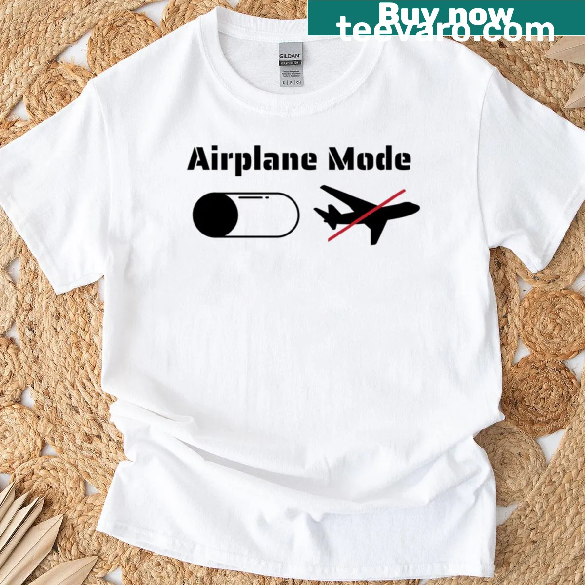 Humorous T-shirt featuring 'Airplane Mode' phrase — on a men's t-shirt