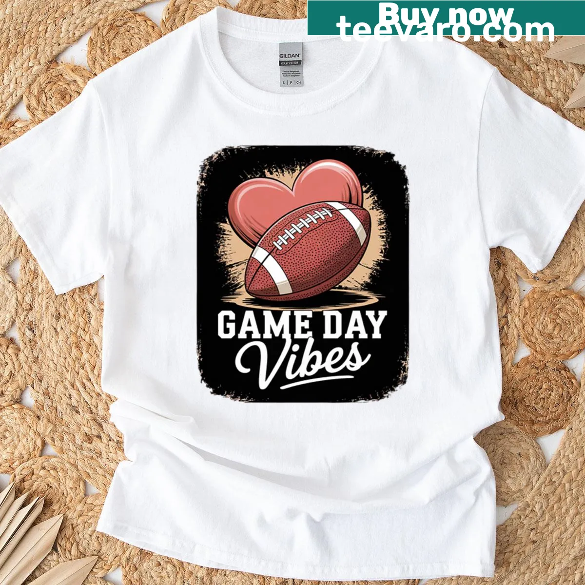 Leopard print and football graphic T-shirt for women — on a men's t-shirt