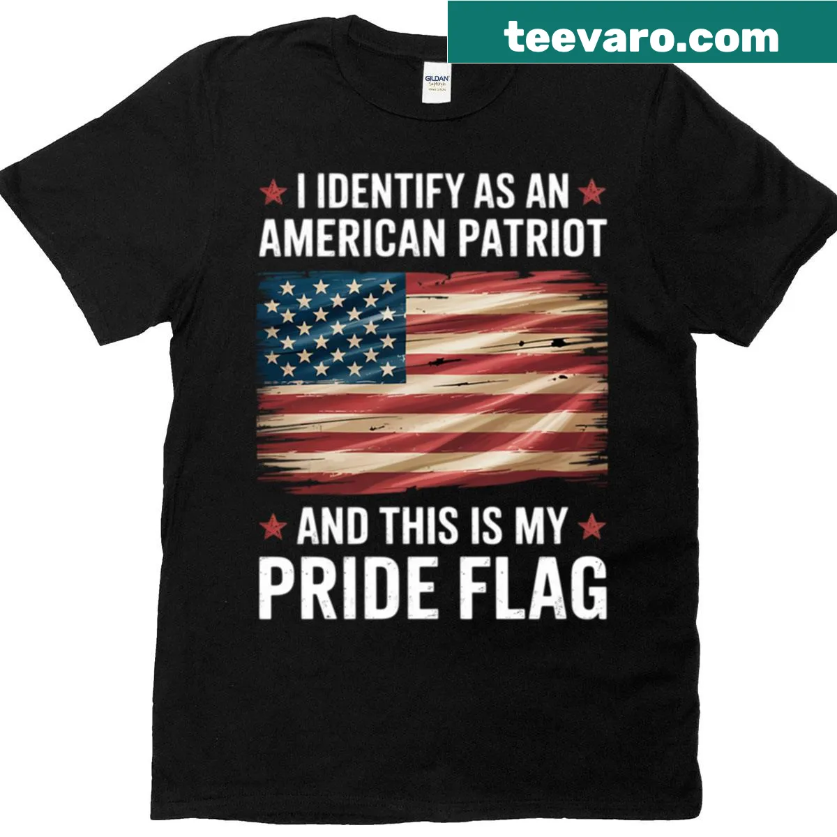 Patriotic t-shirt featuring an American flag graphic — on a men's t-shirt
