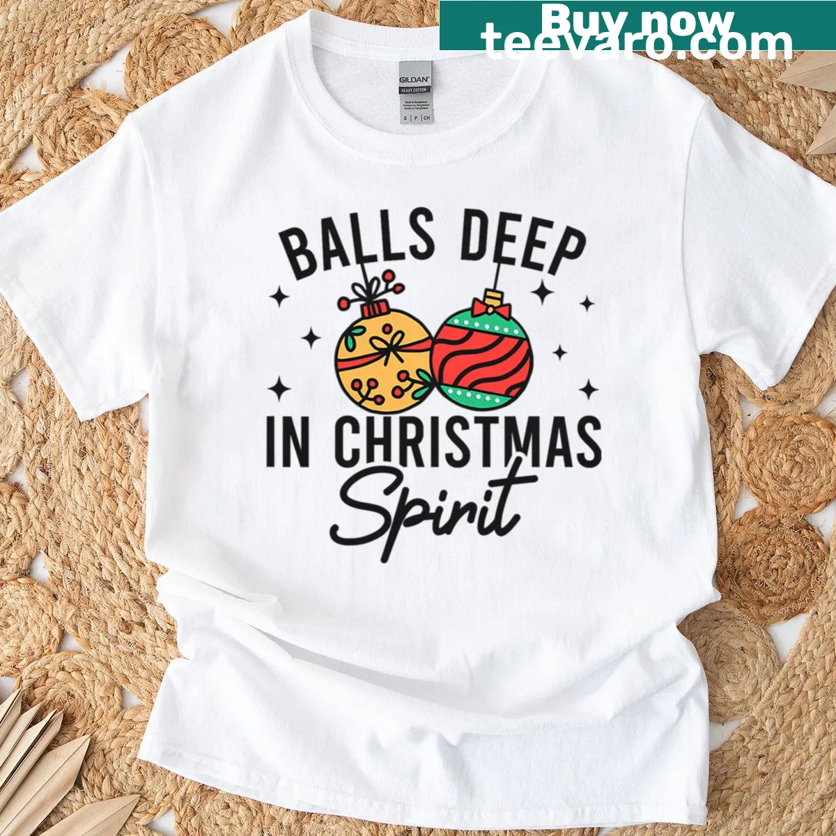 Vintage holiday couple T-shirt with a humorous Christmas quote — on a men's t-shirt