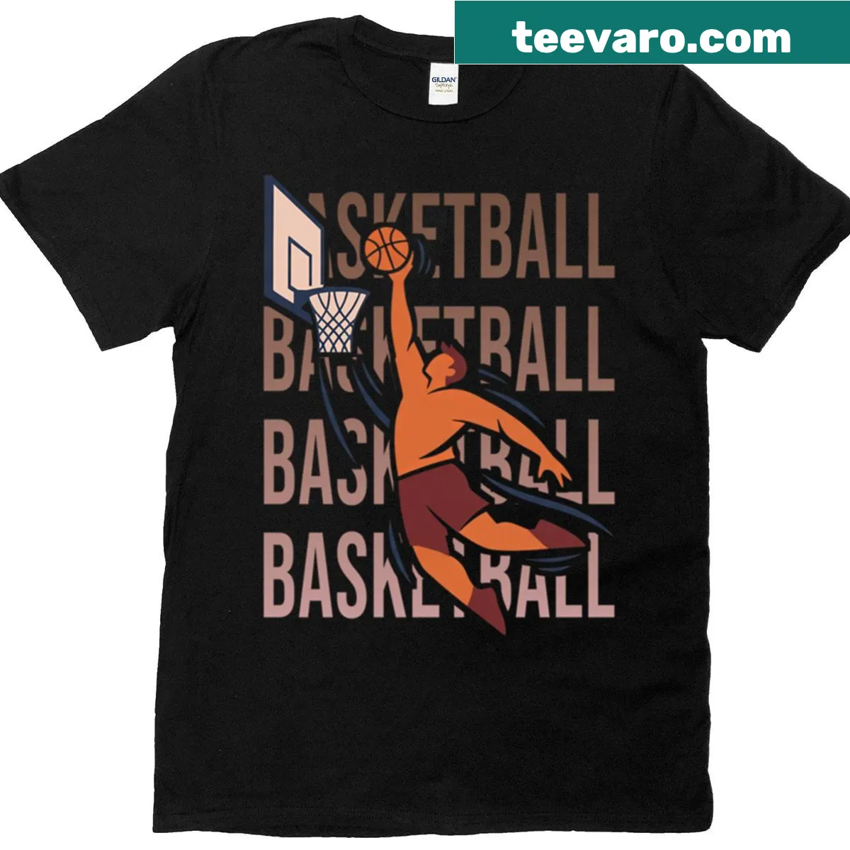 T-shirt with a graphic of a basketball player dunking — on a men's t-shirt