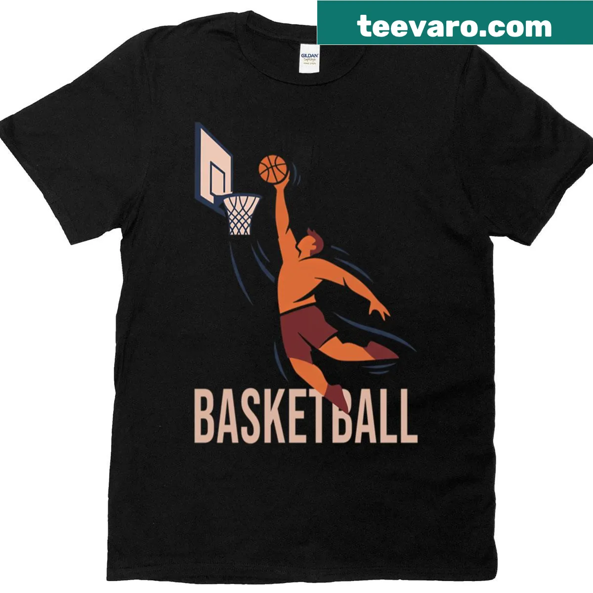 Dynamic basketball dunk t-shirt featuring motion burst graphic — on a men's t-shirt