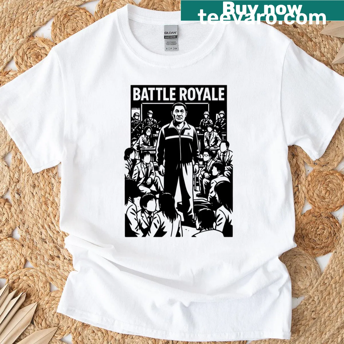 Bold silhouette graphic of a gaming character on a T-shirt — on a men's t-shirt