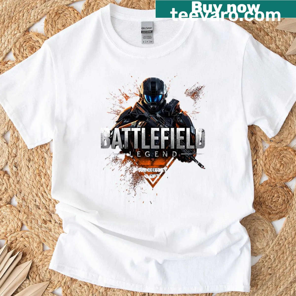 Tactical gaming design with 'No Mercy Left' text on T-shirt — on a men's t-shirt