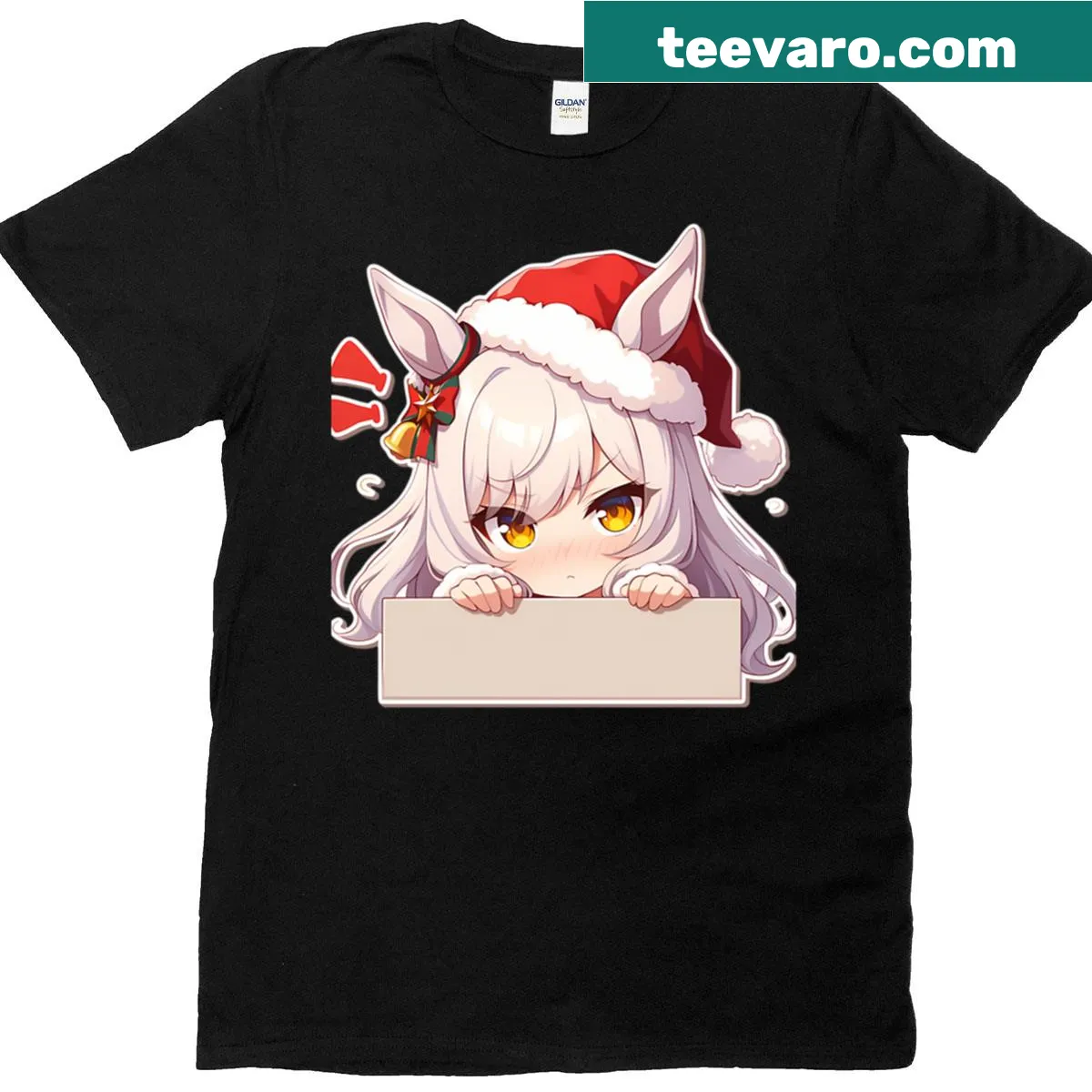 Kawaii Christmas anime girl T-shirt featuring a chibi design — on a men's t-shirt