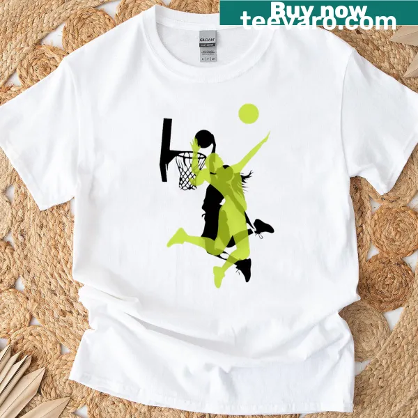 Bold basketball graphic T-shirt with black and shadow theme