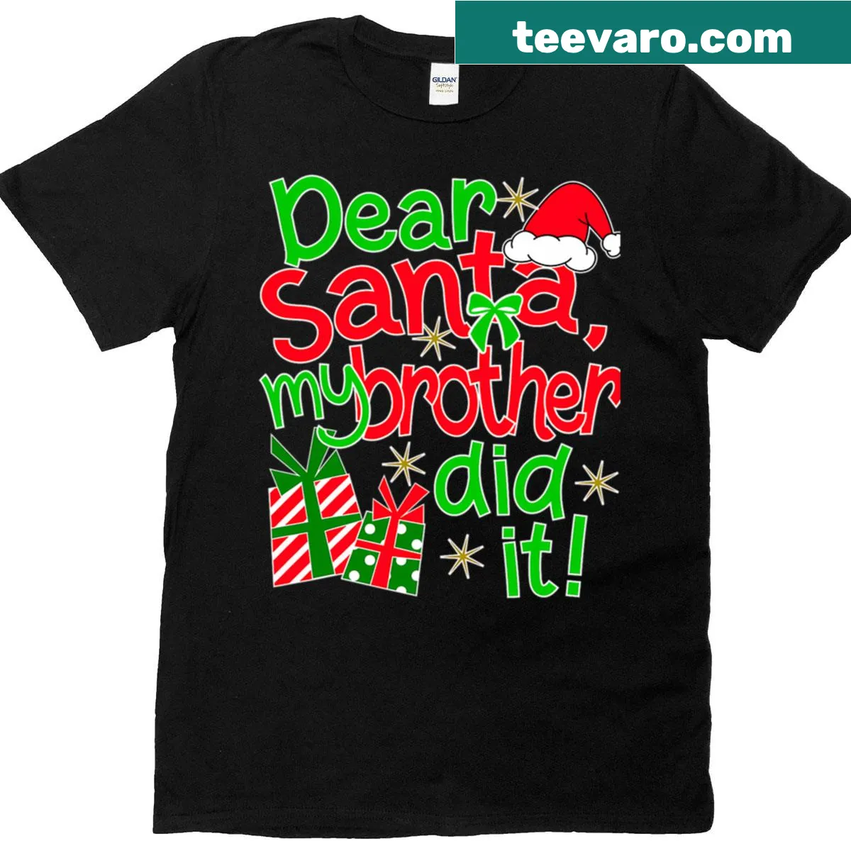 Retro Christmas T-shirt with funny Santa graphic and text — on a men's t-shirt