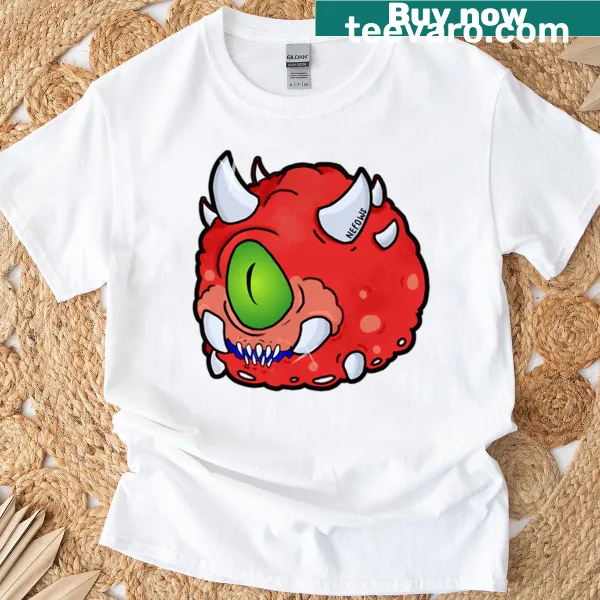 Cute cartoon-style Cacodemon illustration on a T-shirt