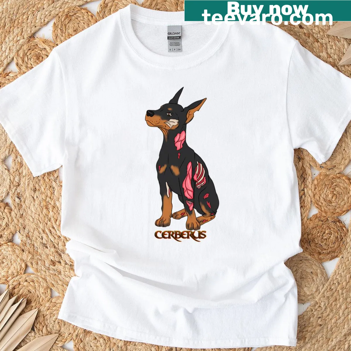 Cerberus design from Resident Evil on T-shirt — on a men's t-shirt