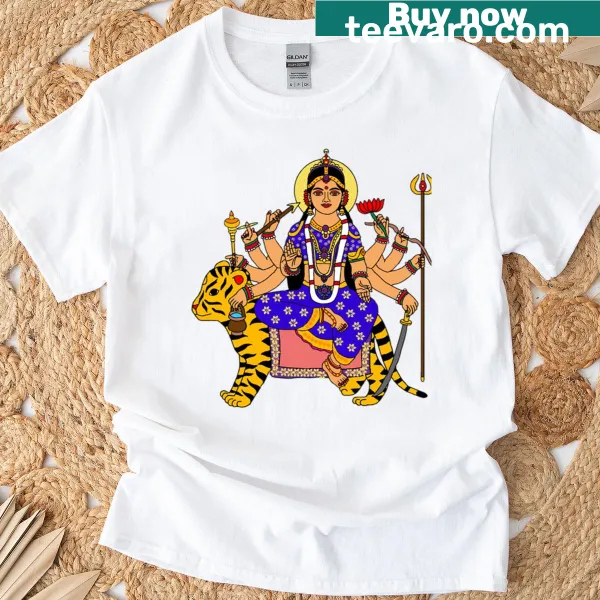 T-shirt with a cute illustration of the goddess Chandraghanta for kids