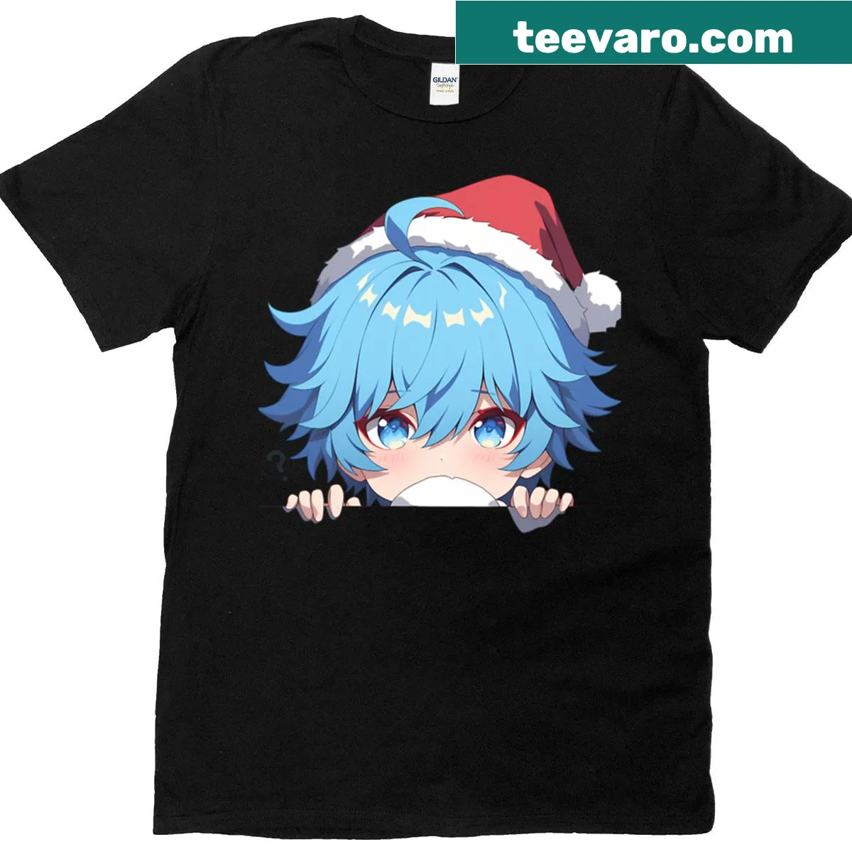 Chibi Chongyun design on a festive anime t-shirt — on a men's t-shirt