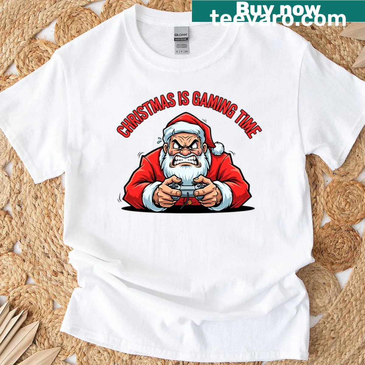 Funny Christmas gamer graphic with 'Christmas Is Gaming Time' text — on a men's t-shirt