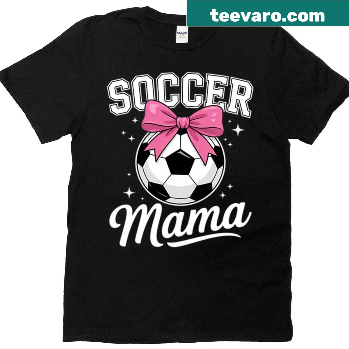 Soccer Mama T-shirt with a coquette bow typography design — on a men's t-shirt