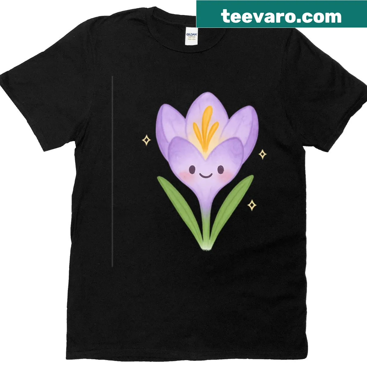 Illustration of crocus flowers symbolizing spring on a t-shirt. — on a men's t-shirt