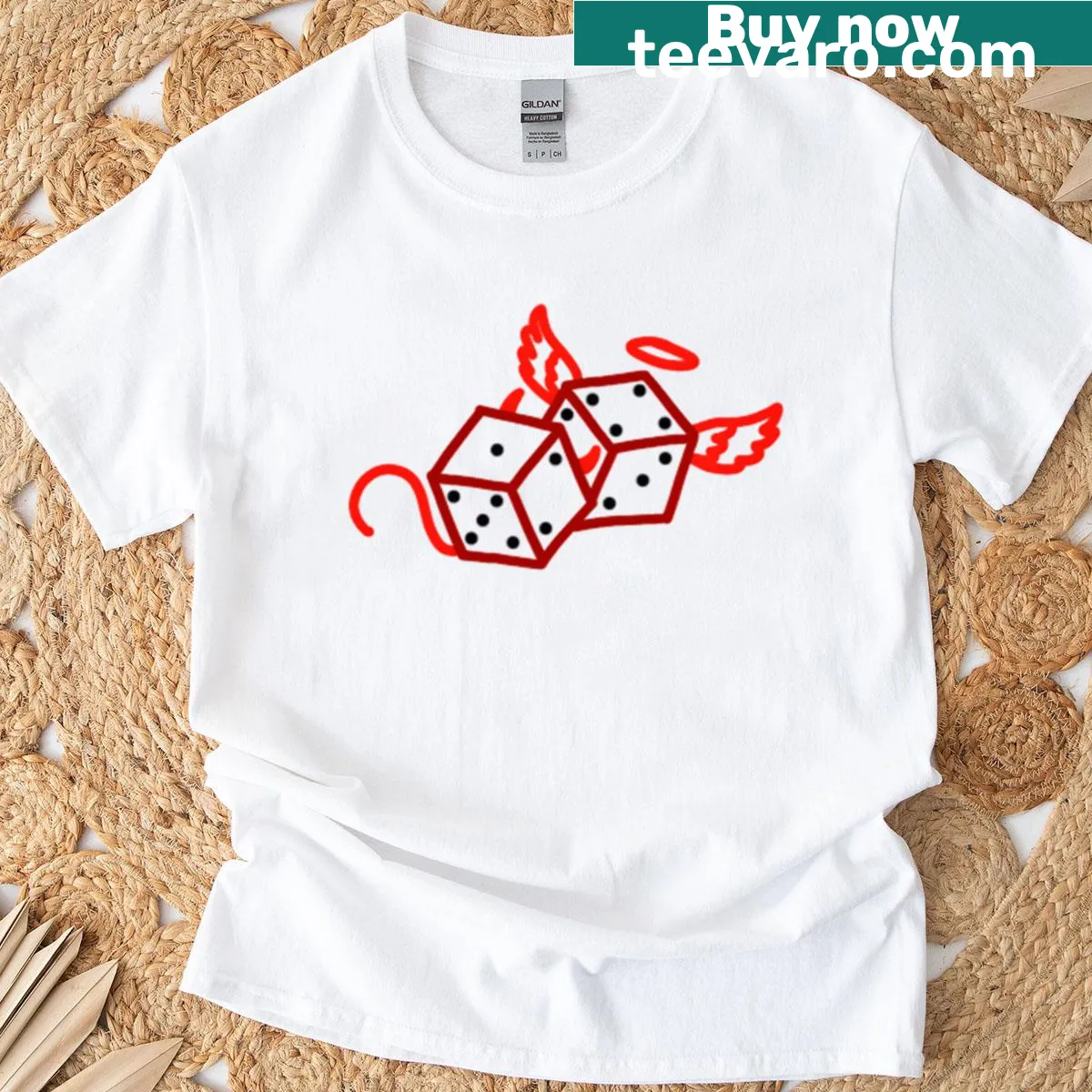 Typography t-shirt with Cruel Summer Dice design — on a men's t-shirt
