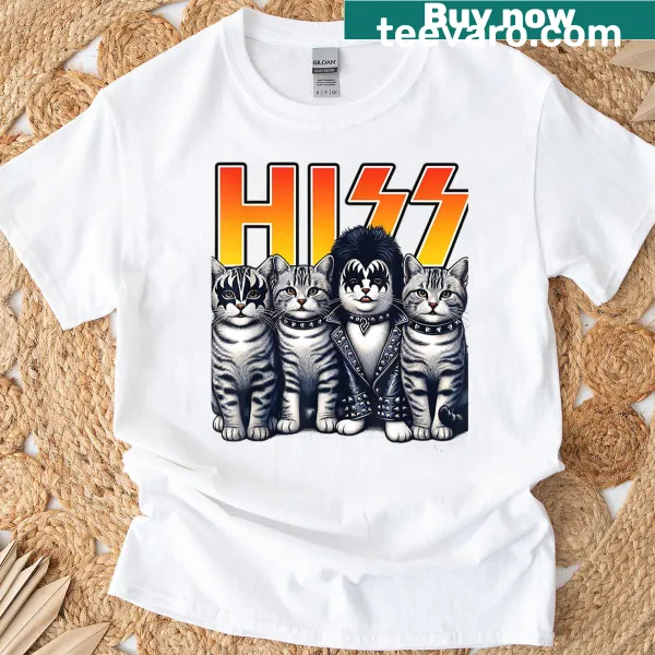 Vintage-style cat-themed t-shirt featuring playful kittens and music notes