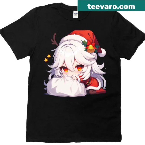 Chibi Cyno from Genshin Impact in a red suit for Christmas