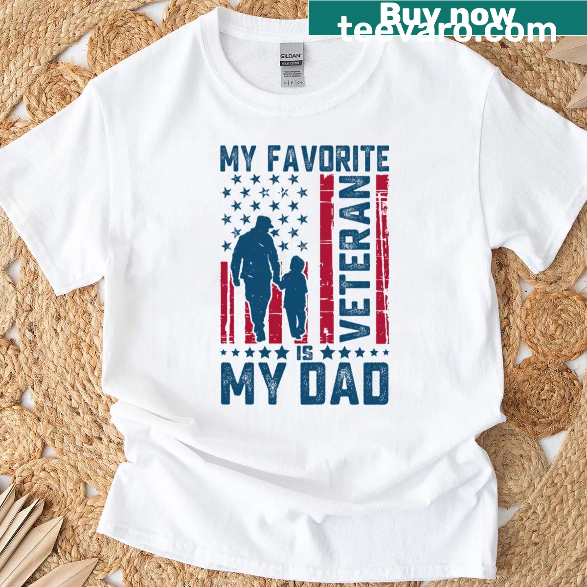 Vintage Dad Memories T-shirt with Americana theme — on a men's t-shirt