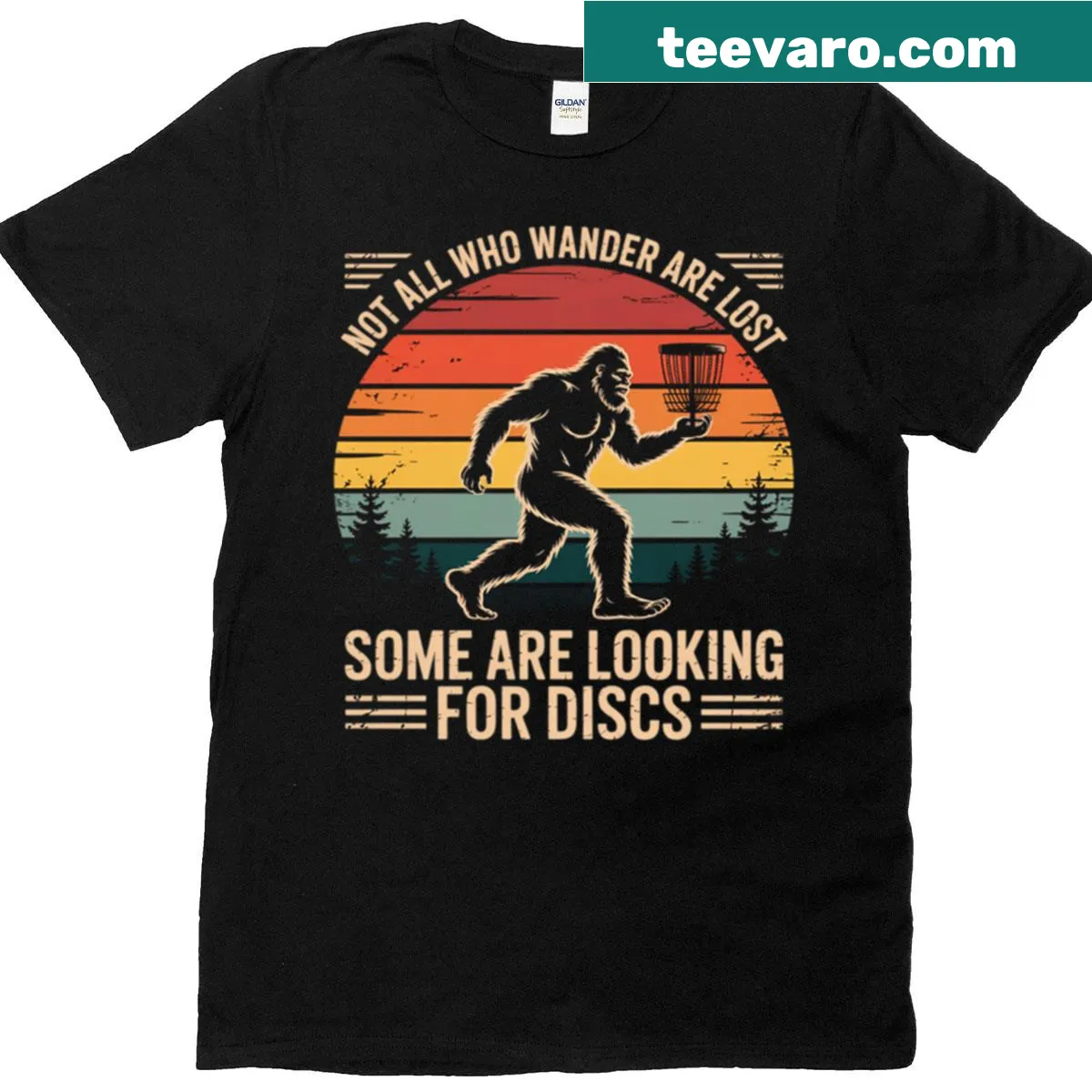 Disc golf themed t-shirt with artistic design — on a men's t-shirt