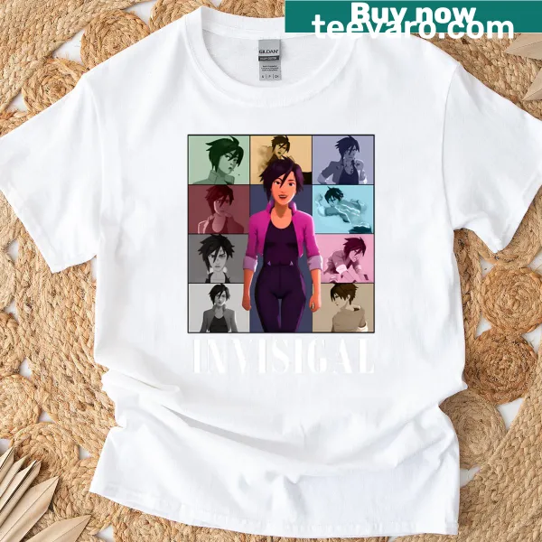 Graphic shirt featuring the Invisigal Eras Tour from Dispatch Game.