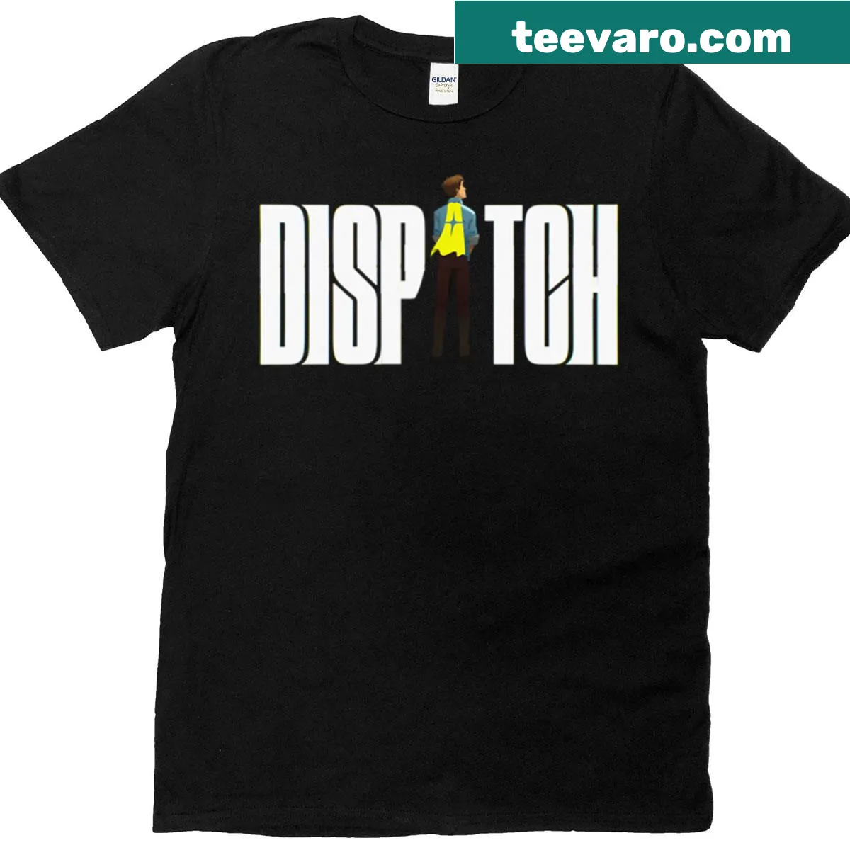 Dynamic graphic tee representing the Dispatch Game — on a men's t-shirt