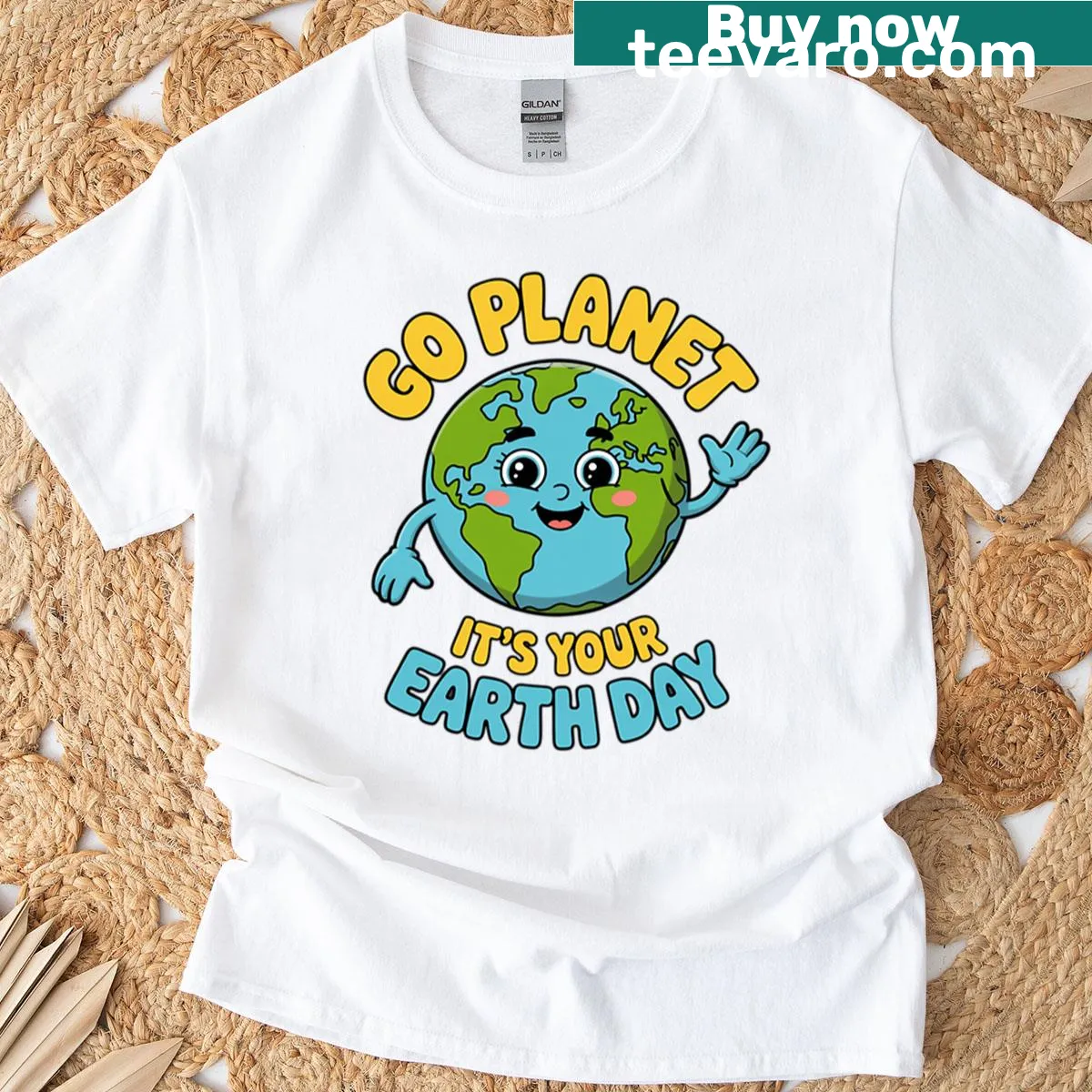 Cute Earth Day t-shirt featuring an illustration of the planet. — on a men's t-shirt