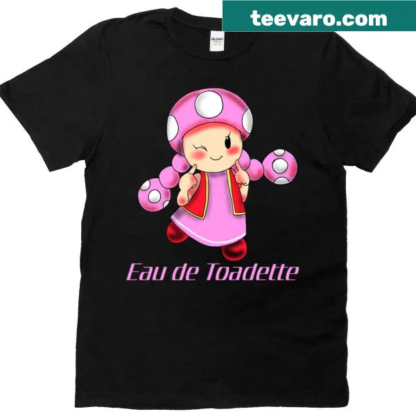 Cartoon design of a whimsical perfume bottle labeled Eau De Toadette.