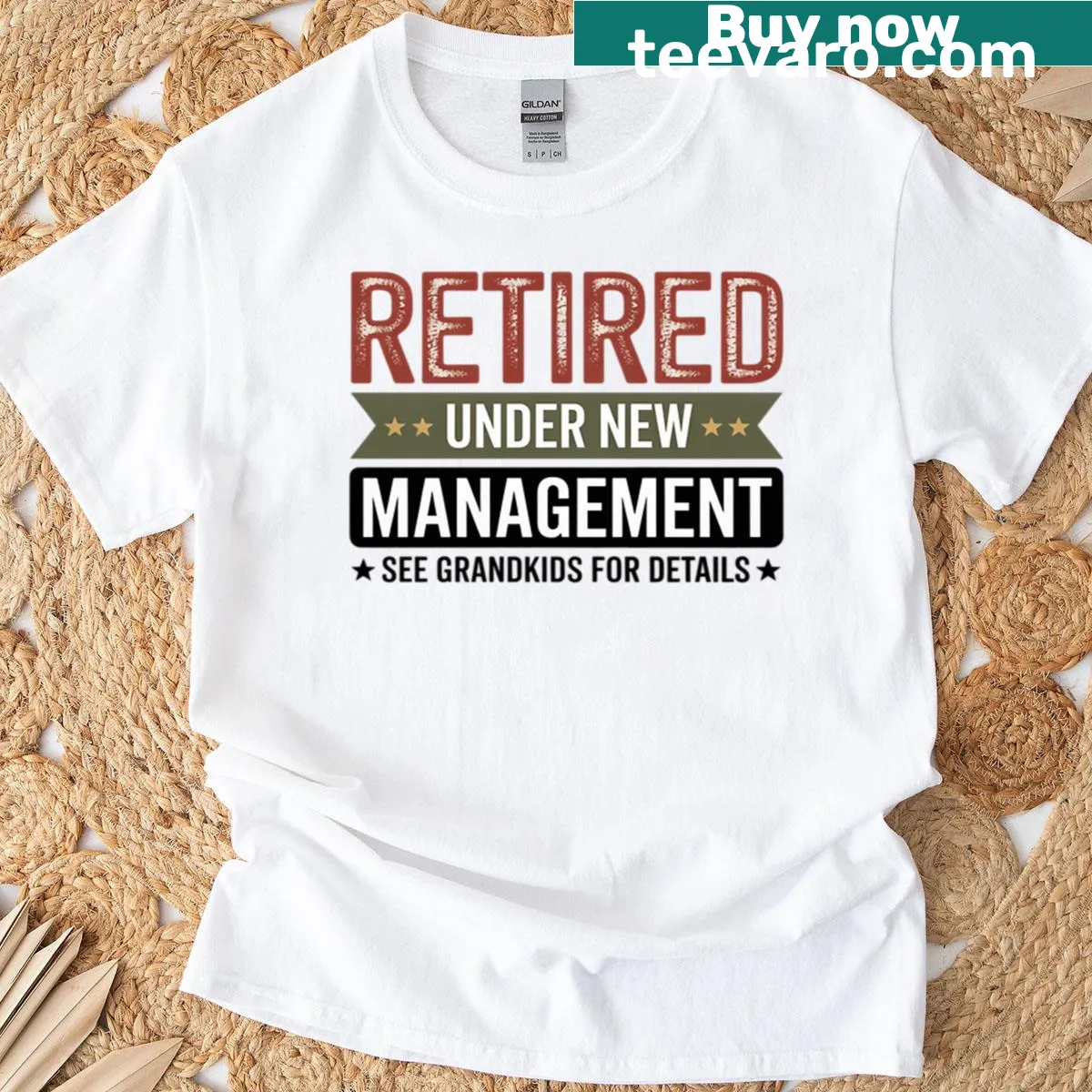 Retired Grandpa T-shirt with celebratory typography design — on a men's t-shirt