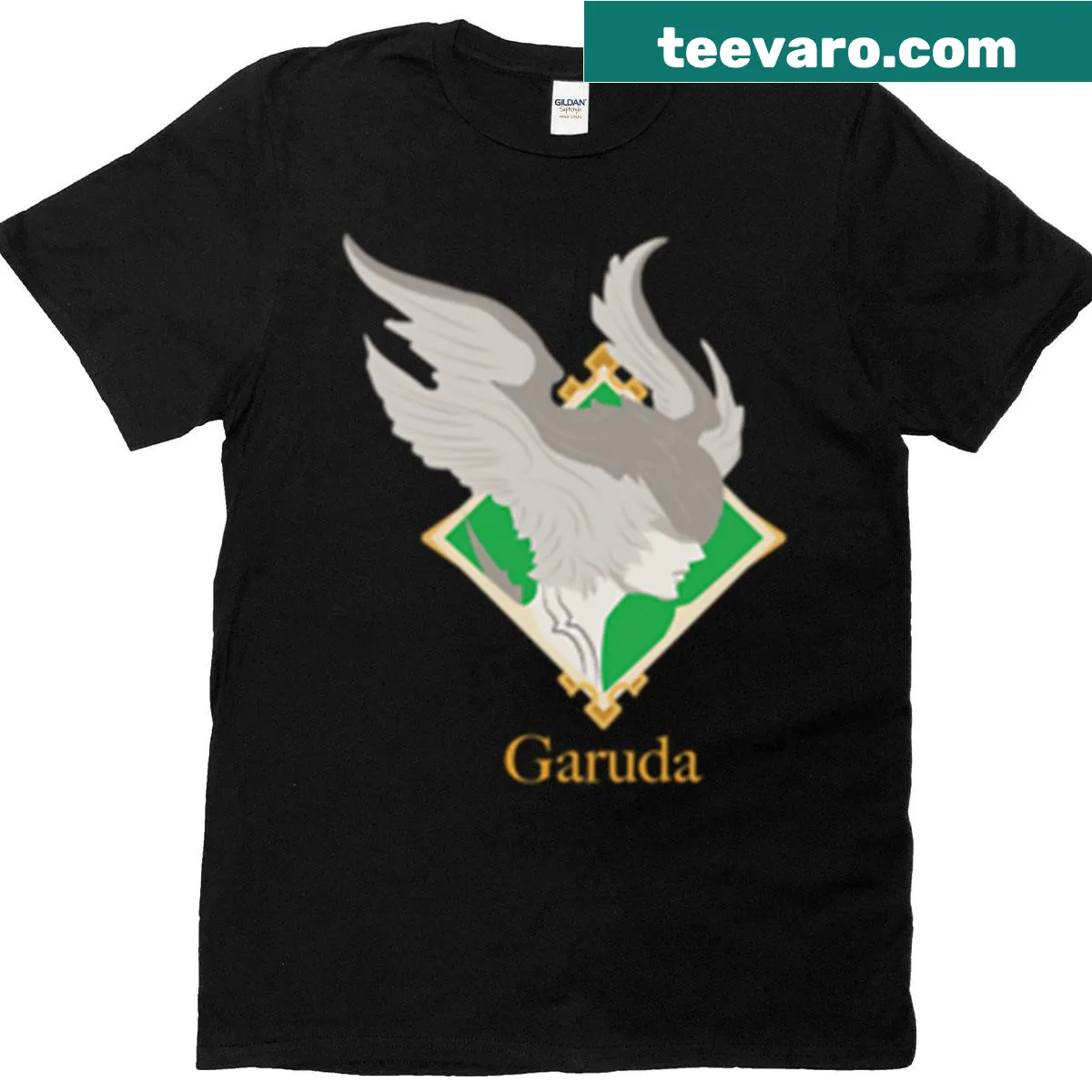 Minimalist Garuda Eikon graphic from Final Fantasy on a t-shirt — on a men's t-shirt