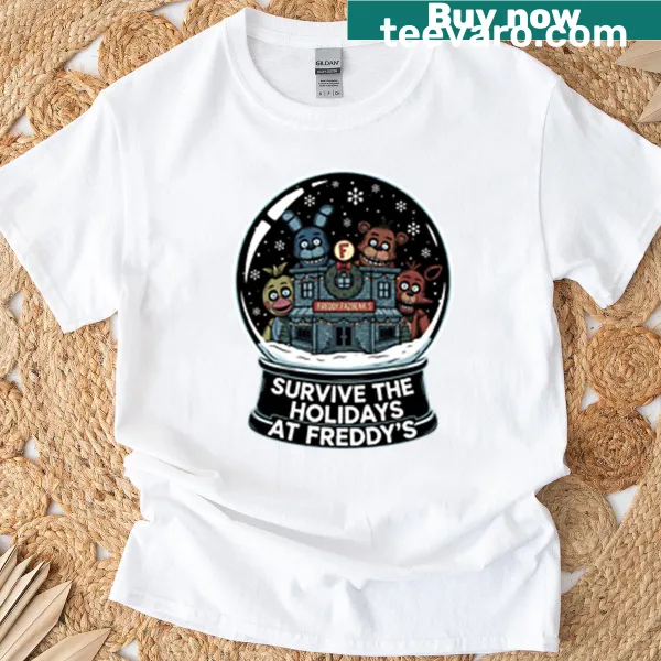 FNAF characters in Christmas attire graphic T-shirt