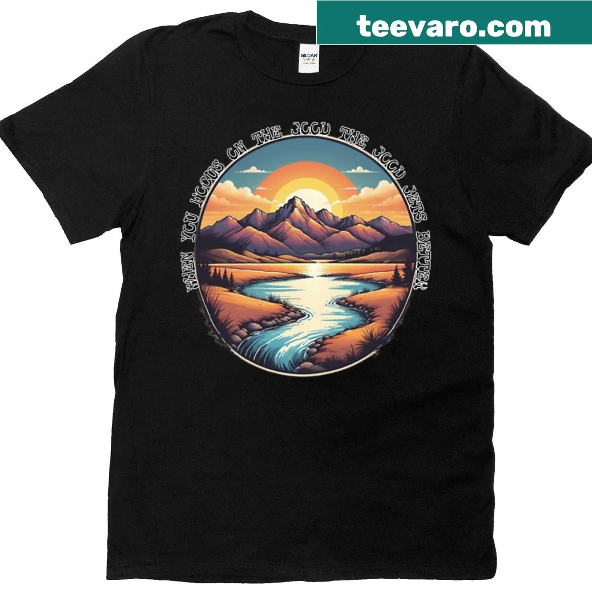 Inspirational t-shirt with 'Focus On The Good' text design — on a men's t-shirt