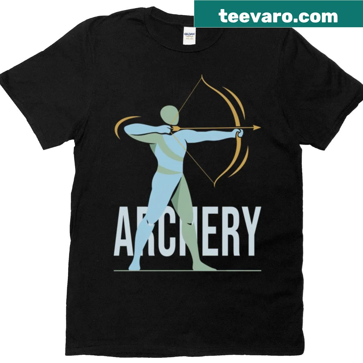 Silhouette of an archer in motion on a T-shirt — on a men's t-shirt