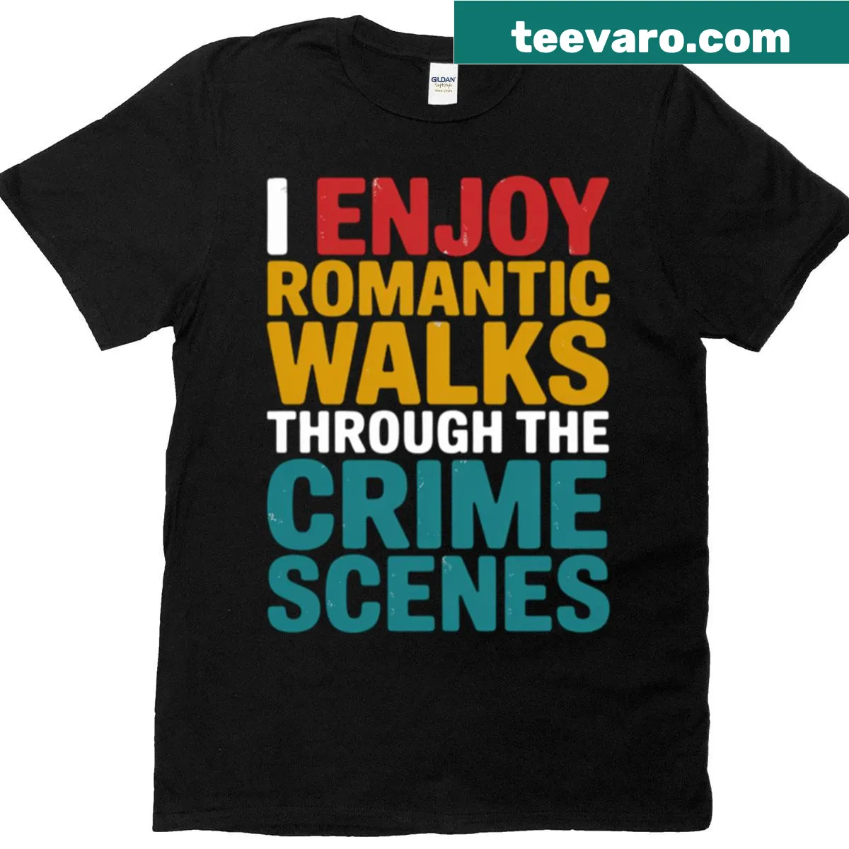 Forensic science-themed T-shirt with humorous text — on a men's t-shirt