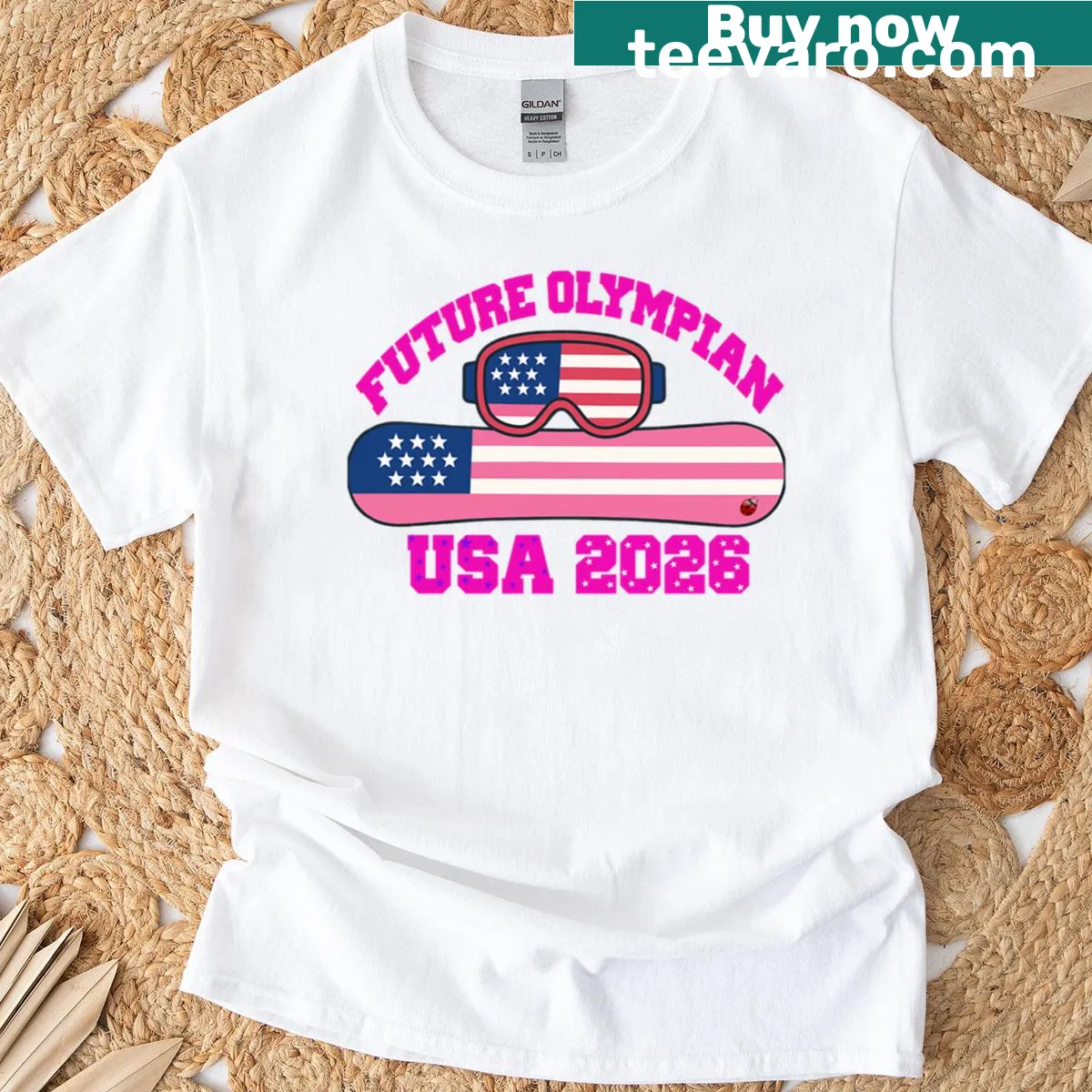 Illustration of a snowboarder representing USA on T-shirt — on a men's t-shirt