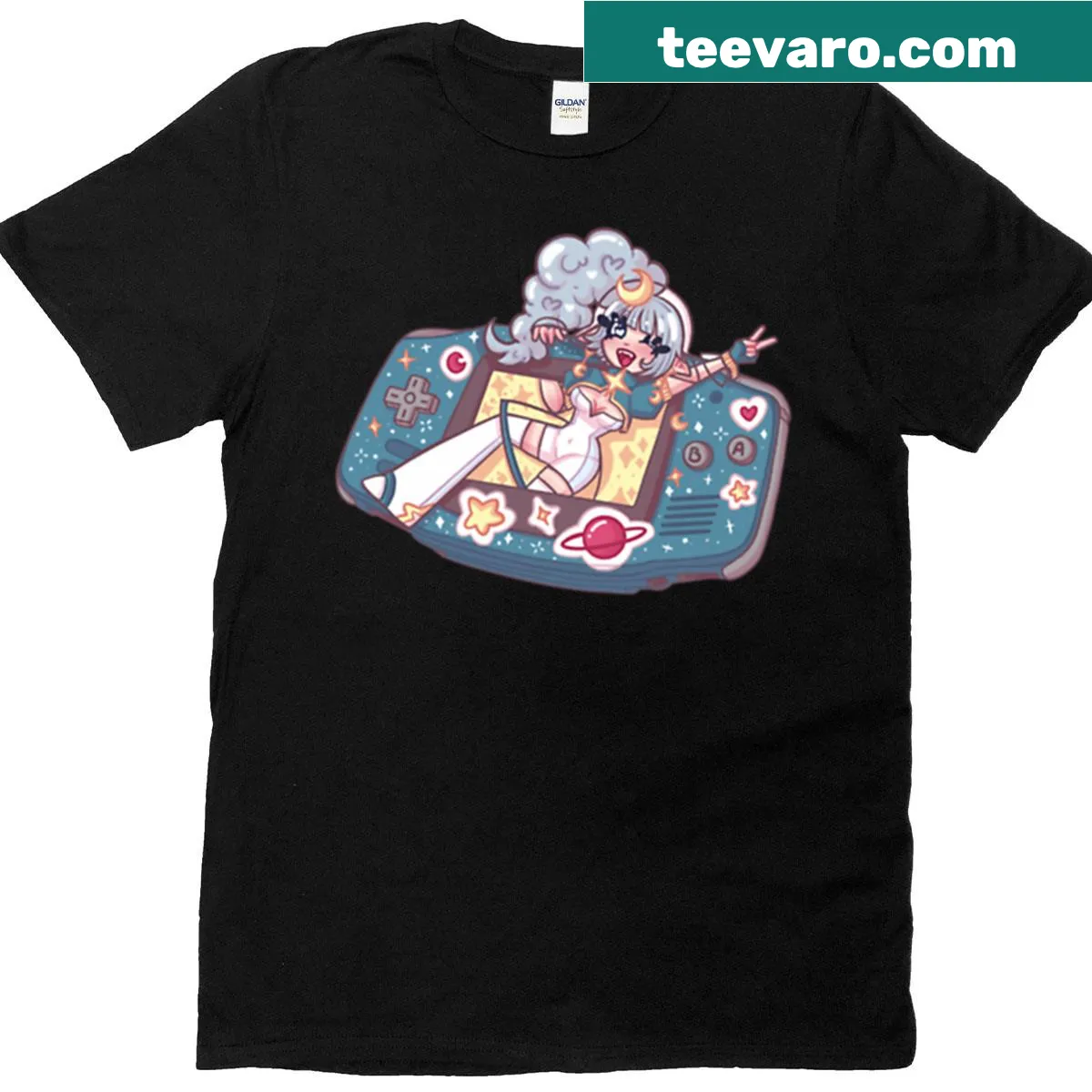 Bold 'Game Gurl' typography t-shirt for female gamers — on a men's t-shirt