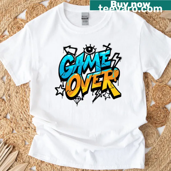 Game Over graphic t-shirt with simple bold text