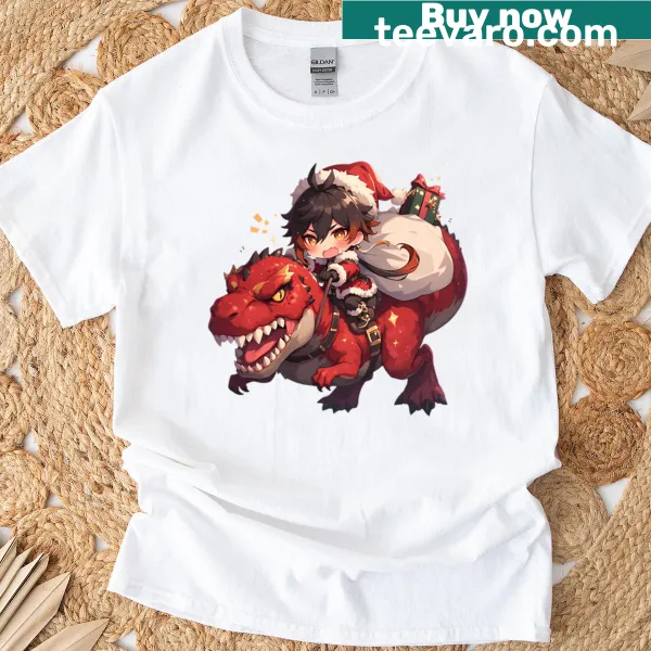Chibi dinosaur adventure design for Christmas