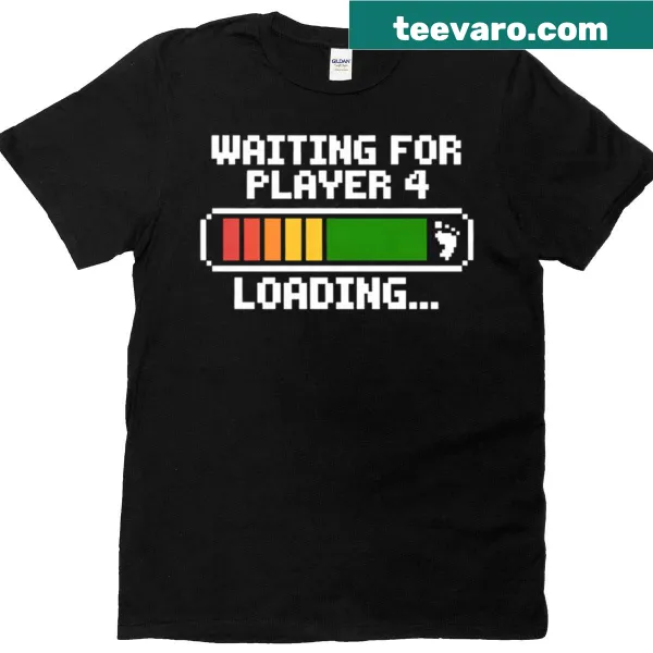 Expectant dad gamer T-shirt with Player 4 announcement