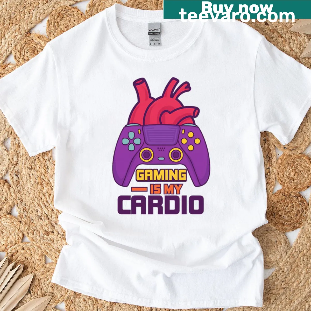 Funny T-shirt with the phrase 'Gaming Is My Cardio' — on a men's t-shirt