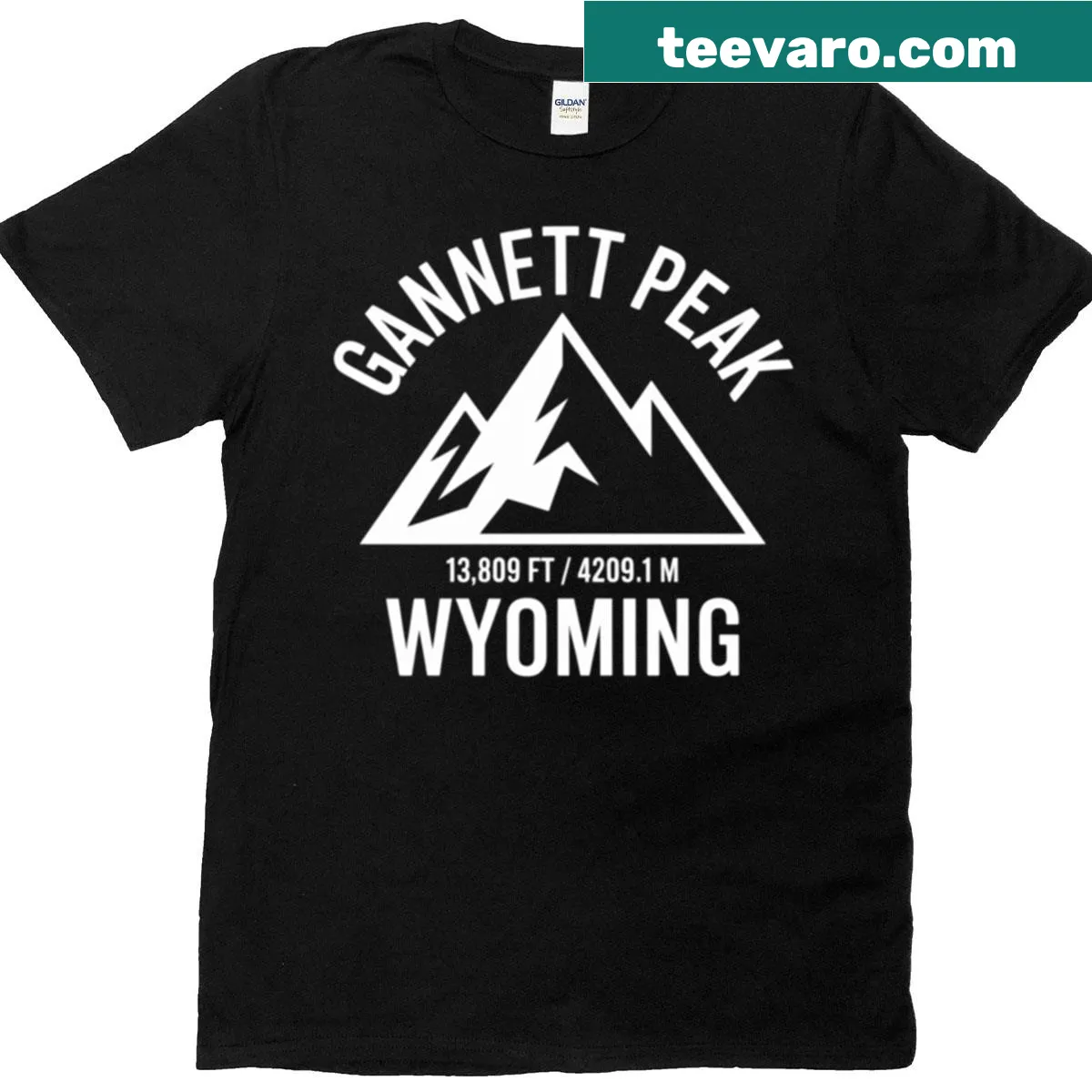 Outdoor t-shirt featuring Gannett Peak design for climbers and adventurers — on a men's t-shirt
