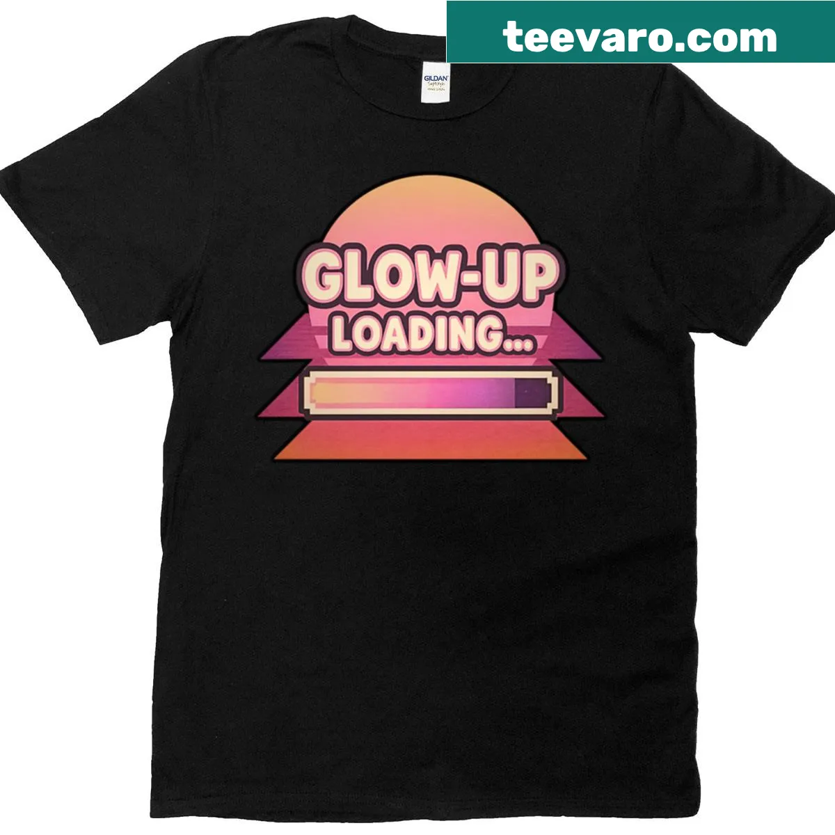 Motivational typography design promoting the theme of 'glow up' — on a men's t-shirt