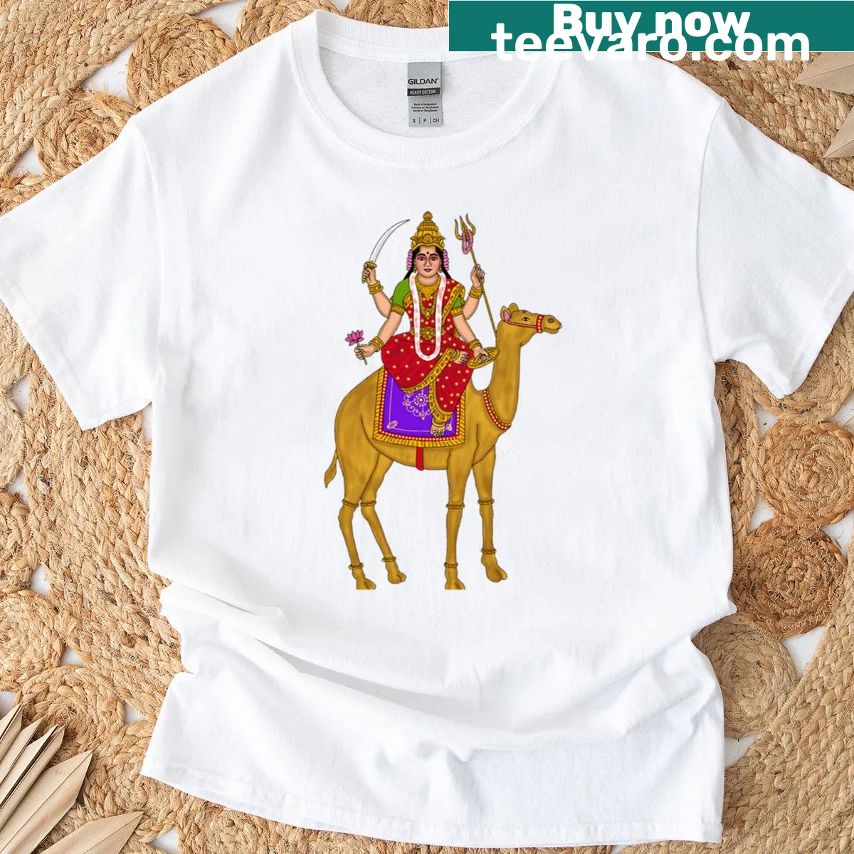 Traditional Hindu art t-shirt featuring Goddess Dasha Maa — on a men's t-shirt